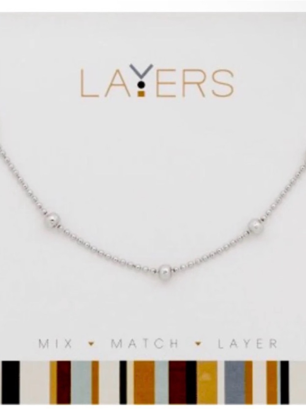 Layers Silver Beaded Adjustable Layering Necklace